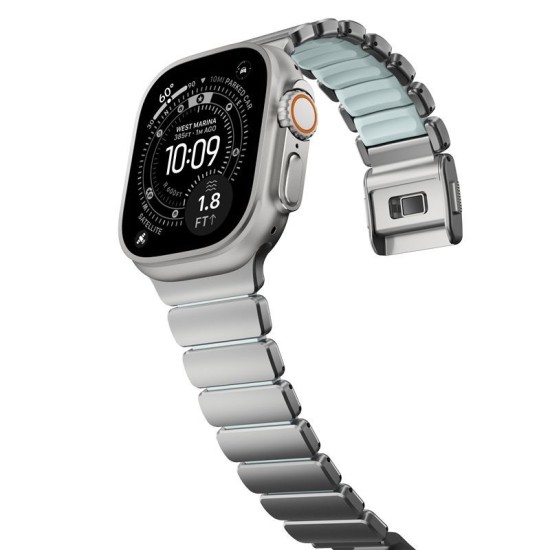 Curea Nomad Stratos Band, Titan Natural și FKM Icy Blue Glow, pentru Apple Watch 45/46/49mm Curea Nomad Stratos Band, Titan Natural și FKM Icy Blue Glow, pentru Apple Watch 45/46/49mm (Ingredi, NM009902858) by www.silkase.ro