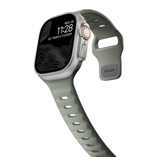 Curea rezistenta la apa NOMAD Sport Strap compatibila cu Apple Watch 4/5/6/7/8/9/SE/Ultra1/2 42/44/45/49mm, M/L, Coastal Rock (Ingredi, NM01112785) by www.silkase.ro