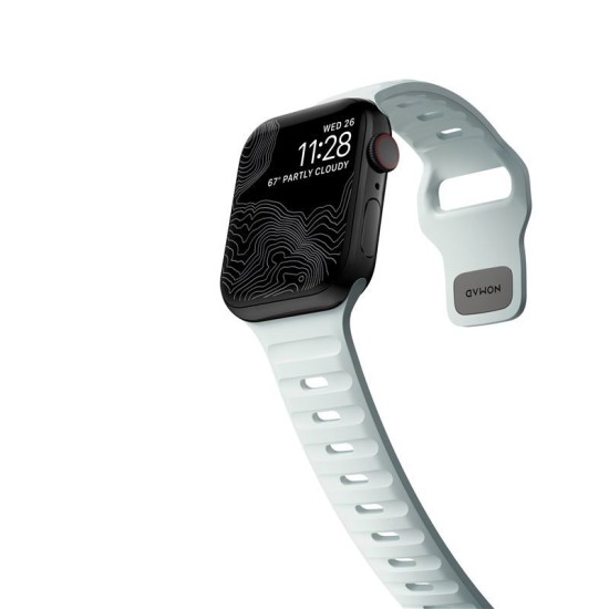 Curea rezistenta la apa NOMAD Sport Strap compatibila cu Apple Watch 4/5/6/7/8/9/SE 38/40/41mm Ice Blue Glow (Nomad, Ingredi) by www.silkase.ro Curea rezistenta la apa NOMAD Sport Strap compatibila cu Apple Watch 4/5/6/7/8/9/SE 38/40/41mm Ice Blue Glow (Ingredi, NM01122685) by www.silkase.ro