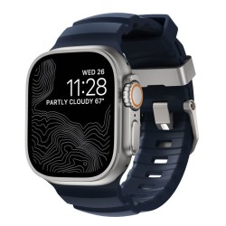 Curea rezistenta la apa NOMAD Rocky Point Band compatibila cu Apple Watch 4/5/6/7/8/9/10/SE/Ultra 42/44/45/46/49mm, M/L, Albastru