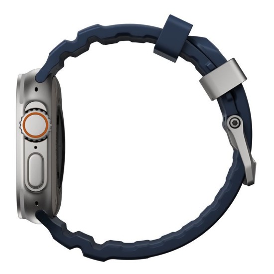 Curea rezistenta la apa NOMAD Rocky Point Band compatibila cu Apple Watch 4/5/6/7/8/9/10/SE/Ultra 42/44/45/46/49mm, M/L, Albastru (Ingredi, NM013589858) by www.silkase.ro