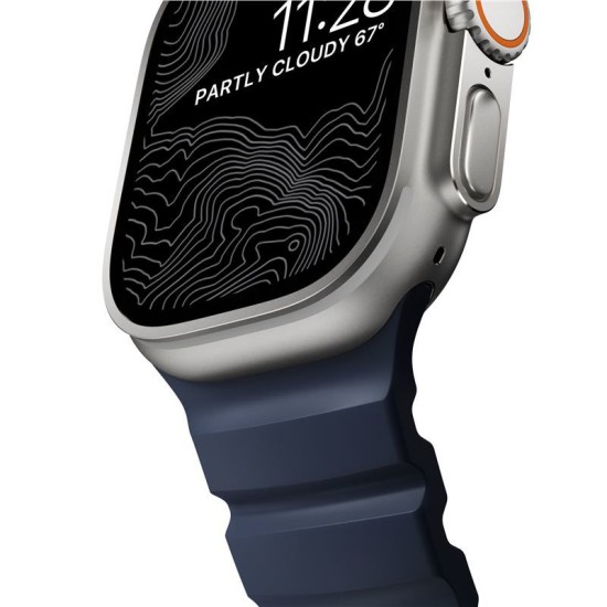 Curea rezistenta la apa NOMAD Rocky Point Band compatibila cu Apple Watch 4/5/6/7/8/9/10/SE/Ultra 42/44/45/46/49mm, M/L, Albastru (Ingredi, NM013589858) by www.silkase.ro