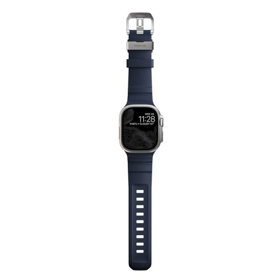 Curea rezistenta la apa NOMAD Rocky Point Band compatibila cu Apple Watch 4/5/6/7/8/9/10/SE/Ultra 42/44/45/46/49mm, M/L, Albastru (Ingredi, NM013589858) by www.silkase.ro