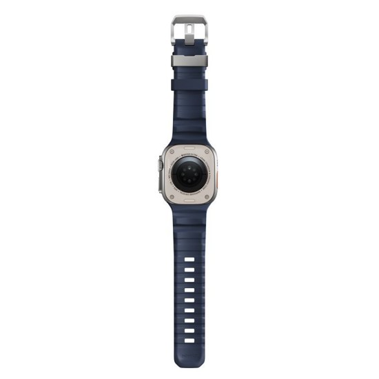 Curea rezistenta la apa NOMAD Rocky Point Band compatibila cu Apple Watch 4/5/6/7/8/9/10/SE/Ultra 42/44/45/46/49mm, M/L, Albastru (Ingredi, NM013589858) by www.silkase.ro