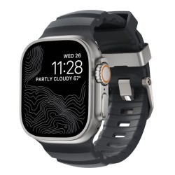 Curea cauciuc NOMAD Rocky Point compatibila cu Apple Watch 4/5/6/7/8/9/10/SE/Ultra1/2 42/44/45/46/49mm Storm/Silver