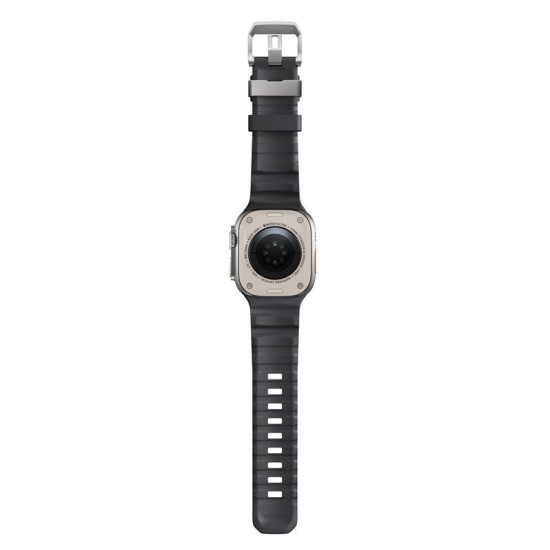 Curea cauciuc NOMAD Rocky Point compatibila cu Apple Watch 4/5/6/7/8/9/10/SE/Ultra1/2 42/44/45/46/49mm Storm/Silver (Ingredi, NM013596858) by www.silkase.ro