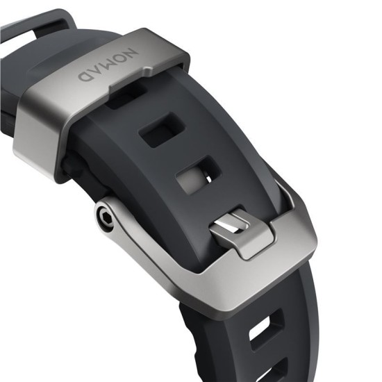 Curea cauciuc NOMAD Rocky Point compatibila cu Apple Watch 4/5/6/7/8/9/10/SE/Ultra1/2 42/44/45/46/49mm Storm/Silver (Ingredi, NM013596858) by www.silkase.ro