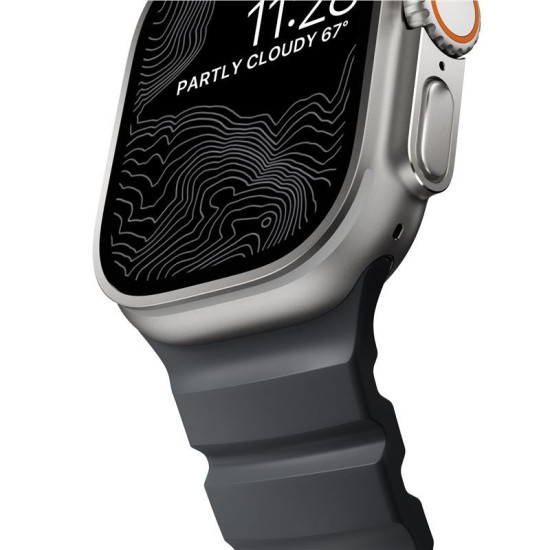 Curea cauciuc NOMAD Rocky Point compatibila cu Apple Watch 4/5/6/7/8/9/10/SE/Ultra1/2 42/44/45/46/49mm Storm/Silver (Ingredi, NM013596858) by www.silkase.ro