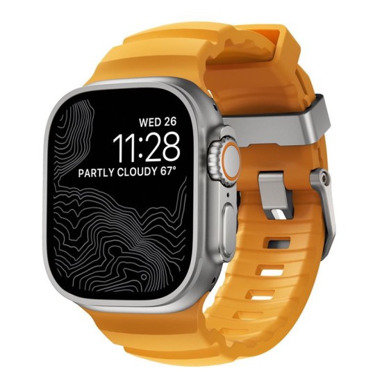 Curea rezistenta la apa NOMAD Rocky Point Band compatibila cu Apple Watch 4/5/6/7/8/9/10/SE/Ultra 42/44/45/46/49mm, M/L, Galben (Ingredi, NM013602858) by www.silkase.ro