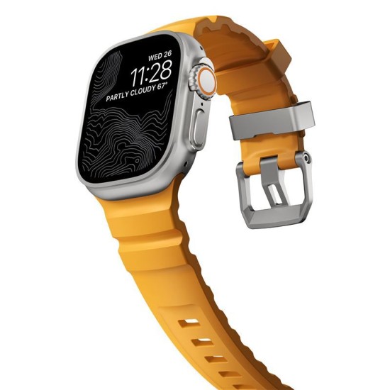 Curea rezistenta la apa NOMAD Rocky Point Band compatibila cu Apple Watch 4/5/6/7/8/9/10/SE/Ultra 42/44/45/46/49mm, M/L, Galben (Ingredi, NM013602858) by www.silkase.ro