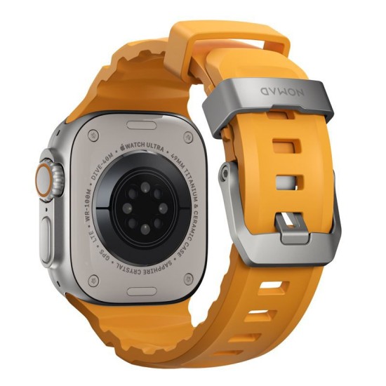 Curea rezistenta la apa NOMAD Rocky Point Band compatibila cu Apple Watch 4/5/6/7/8/9/10/SE/Ultra 42/44/45/46/49mm, M/L, Galben (Ingredi, NM013602858) by www.silkase.ro
