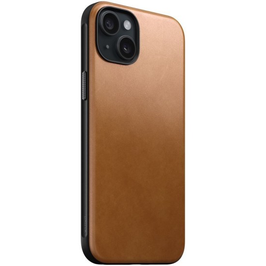 Husa din piele naturala NOMAD Modern Leather MagSafe compatibila cu iPhone 15 Plus Tan (iPhone 15 Plus, NM01611585) by www.silkase.ro