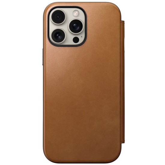 Husa din piele naturala NOMAD Leather Folio MagSafe compatibila cu iPhone 16 Pro Max Tan (iPhone 16 Pro Max, NM01673385) by www.silkase.ro