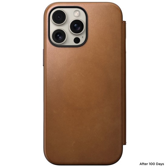 Husa din piele naturala NOMAD Leather Folio MagSafe compatibila cu iPhone 16 Pro Max Tan (iPhone 16 Pro Max, NM01673385) by www.silkase.ro