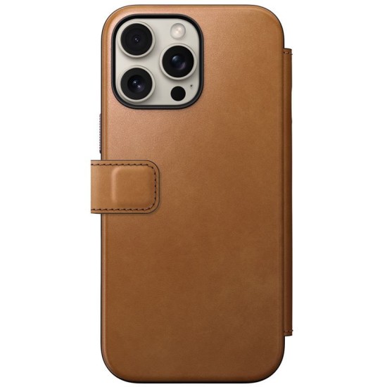 Husa din piele naturala NOMAD Leather Folio MagSafe compatibila cu iPhone 16 Pro Max Tan (iPhone 16 Pro Max, NM01673385) by www.silkase.ro