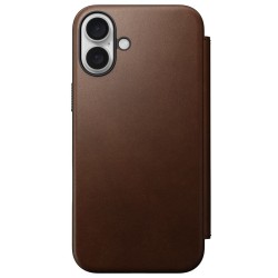 Husa din piele naturala NOMAD Leather Folio MagSafe compatibila cu iPhone 16 Plus Brown