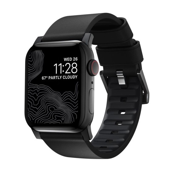 NOMAD Curea Piele Active Rezistentă la Apă Apple Watch 49/46/45/44/42mm (Ultra 3-1/Seria 11-1/SE), Black/Black (Ingredi, NM1A41BNW0) by www.silkase.ro