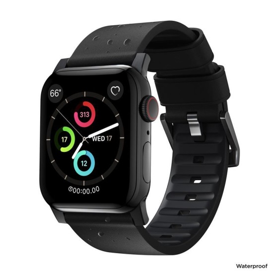 NOMAD Curea Piele Active Rezistentă la Apă Apple Watch 49/46/45/44/42mm (Ultra 3-1/Seria 11-1/SE), Black/Black (Ingredi, NM1A41BNW0) by www.silkase.ro