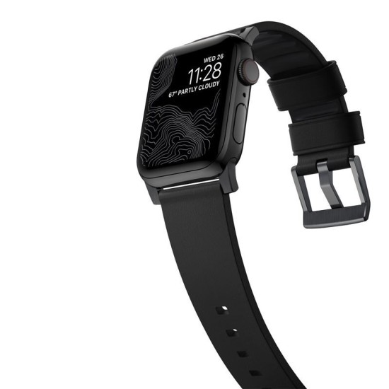 NOMAD Curea Piele Active Rezistentă la Apă Apple Watch 49/46/45/44/42mm (Ultra 3-1/Seria 11-1/SE), Black/Black (Ingredi, NM1A41BNW0) by www.silkase.ro