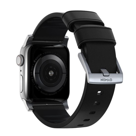 Curea din piele rezistenta la apa NOMAD Active Pro compatibila cu Apple Watch 4/5/6/7/8/SE/Ultra 42/44/45/49mm Black/Silver (Nomad, Ingredi) by www.silkase.ro Curea din piele rezistenta la apa NOMAD Active Pro compatibila cu Apple Watch 4/5/6/7/8/SE/Ultra 42/44/45/49mm Black/Silver (Ingredi, NM1A41SNW0) by www.silkase.ro
