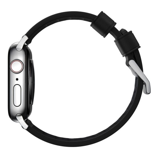 Curea din piele rezistenta la apa NOMAD Active Pro compatibila cu Apple Watch 4/5/6/7/8/SE/Ultra 42/44/45/49mm Black/Silver (Nomad, Ingredi) by www.silkase.ro Curea din piele rezistenta la apa NOMAD Active Pro compatibila cu Apple Watch 4/5/6/7/8/SE/Ultra 42/44/45/49mm Black/Silver (Ingredi, NM1A41SNW0) by www.silkase.ro