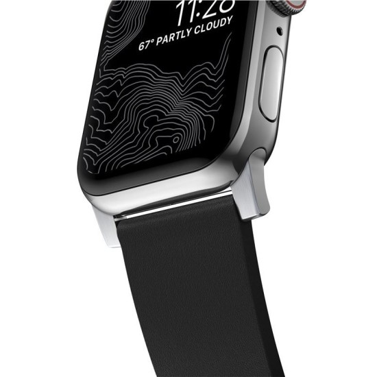 Curea din piele rezistenta la apa NOMAD Active Pro compatibila cu Apple Watch 4/5/6/7/8/SE/Ultra 42/44/45/49mm Black/Silver (Nomad, Ingredi) by www.silkase.ro Curea din piele rezistenta la apa NOMAD Active Pro compatibila cu Apple Watch 4/5/6/7/8/SE/Ultra 42/44/45/49mm Black/Silver (Ingredi, NM1A41SNW0) by www.silkase.ro