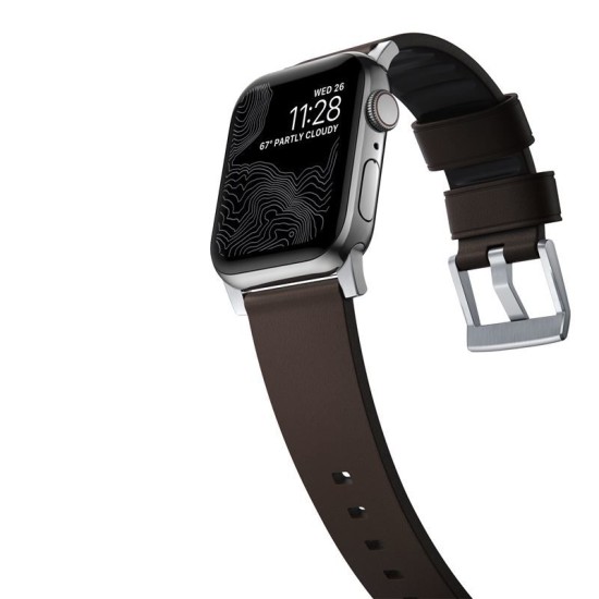 Curea din piele rezistenta la apa NOMAD Active Pro compatibila cu Apple Watch 4/5/6/7/8/SE/Ultra 42/44/45/49mm Brown/Silver (Nomad, Ingredi) by www.silkase.ro Curea din piele rezistenta la apa NOMAD Active Pro compatibila cu Apple Watch 4/5/6/7/8/SE/Ultra 42/44/45/49mm Brown/Silver (Ingredi, NM1A4mSNW0) by www.silkase.ro