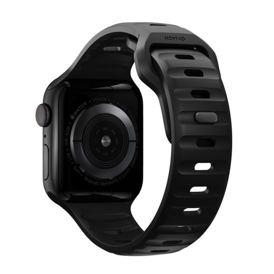 Curea rezistenta la apa NOMAD Sport Strap compatibila cu Apple Watch 4/5/6/7/8/SE/Ultra 42/44/45/49mm, M/L, Negru (Ingredi, NM1AM10000) by www.silkase.ro