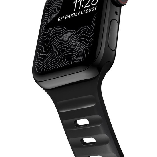 Curea rezistenta la apa NOMAD Sport Strap compatibila cu Apple Watch 4/5/6/7/8/SE/Ultra 42/44/45/49mm, M/L, Negru (Ingredi, NM1AM10000) by www.silkase.ro