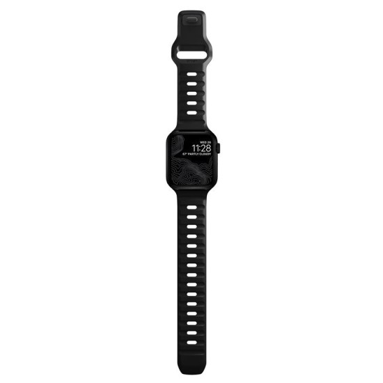 Curea rezistenta la apa NOMAD Sport Strap compatibila cu Apple Watch 4/5/6/7/8/SE/Ultra 42/44/45/49mm, M/L, Negru (Ingredi, NM1AM10000) by www.silkase.ro