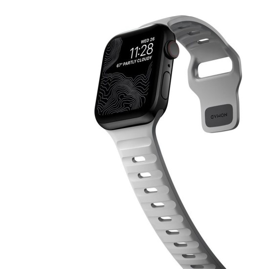 Curea rezistenta la apa NOMAD Sport Strap compatibila cu Apple Watch 4/5/6/7/8/SE/Ultra 42/44/45/49mm, M/L, Gri (Ingredi, NM01958185) by www.silkase.ro