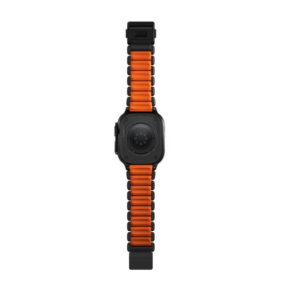 Curea Nomad Stratos Band, Black Titanium & Ultra Orange FKM, pentru Apple Watch 45/46/49mm (Ingredi, NM011116858) by www.silkase.ro