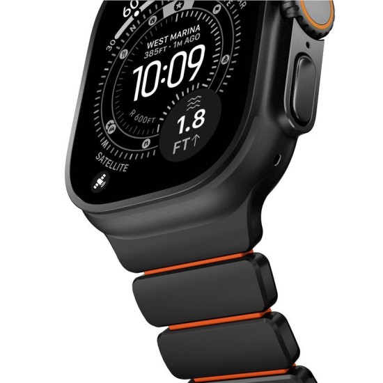 Curea Nomad Stratos Band, Black Titanium & Ultra Orange FKM, pentru Apple Watch 45/46/49mm (Ingredi, NM011116858) by www.silkase.ro