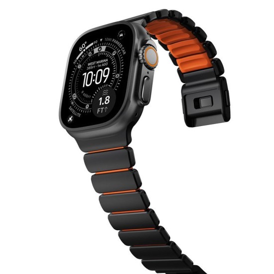 Curea Nomad Stratos Band, Black Titanium & Ultra Orange FKM, pentru Apple Watch 45/46/49mm (Ingredi, NM011116858) by www.silkase.ro