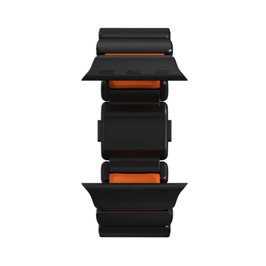 Curea Nomad Stratos Band, Black Titanium & Ultra Orange FKM, pentru Apple Watch 45/46/49mm (Ingredi, NM011116858) by www.silkase.ro