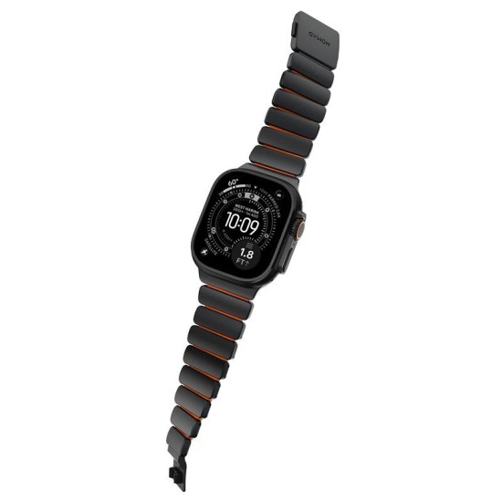 Curea Nomad Stratos Band, Black Titanium & Ultra Orange FKM, pentru Apple Watch 45/46/49mm (Ingredi, NM011116858) by www.silkase.ro