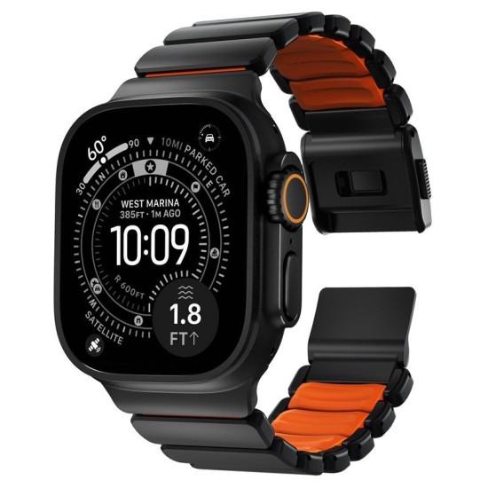 Curea Nomad Stratos Band, Black Titanium & Ultra Orange FKM, pentru Apple Watch 45/46/49mm (Ingredi, NM011116858) by www.silkase.ro