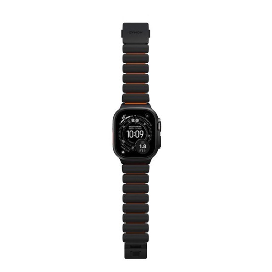 Curea Nomad Stratos Band, Black Titanium & Ultra Orange FKM, pentru Apple Watch 45/46/49mm (Ingredi, NM011116858) by www.silkase.ro