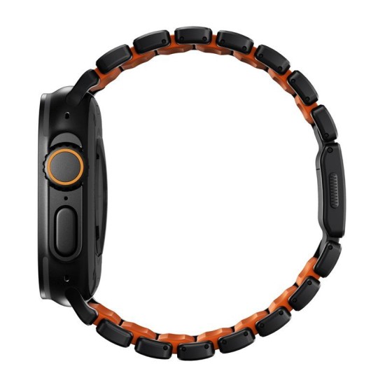 Curea Nomad Stratos Band, Black Titanium & Ultra Orange FKM, pentru Apple Watch 45/46/49mm (Ingredi, NM011116858) by www.silkase.ro