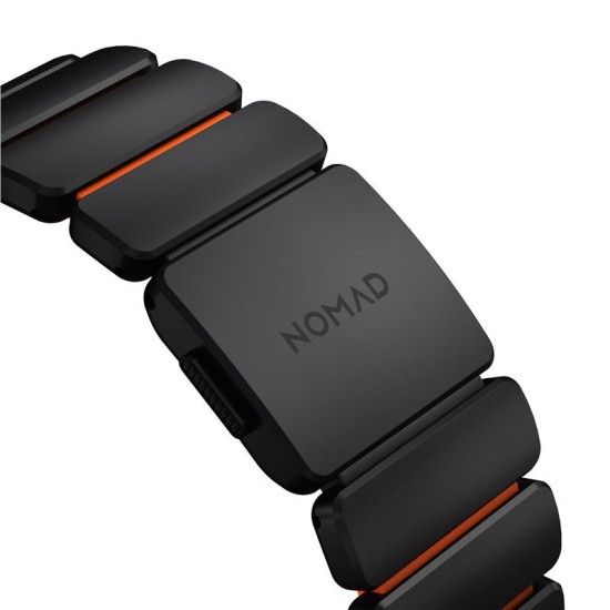 Curea Nomad Stratos Band, Black Titanium & Ultra Orange FKM, pentru Apple Watch 45/46/49mm (Ingredi, NM011116858) by www.silkase.ro