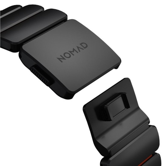 Curea Nomad Stratos Band, Black Titanium & Ultra Orange FKM, pentru Apple Watch 45/46/49mm (Ingredi, NM011116858) by www.silkase.ro