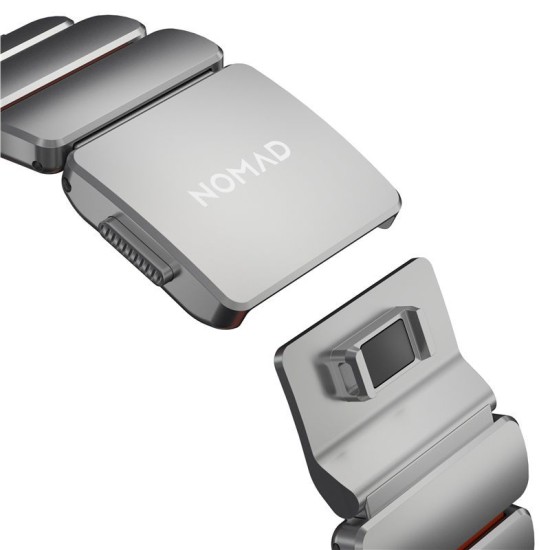 Curea Nomad Stratos pentru Apple Watch 45/46/49mm, Natural Titanium & Ultra Orange FKM Curea Nomad Stratos pentru Apple Watch 45/46/49mm, Natural Titanium & Ultra Orange FKM (Ingredi, NM011123858) by www.silkase.ro