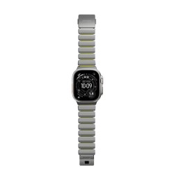 Curea Nomad Stratos Band pentru Apple Watch 45/46/49mm, Natural Titanium / Volt FKM