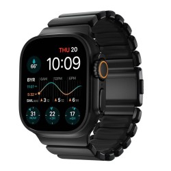 Curea Nomad Stratos pentru Apple Watch 45/46/49mm, Titan și FKM, Black