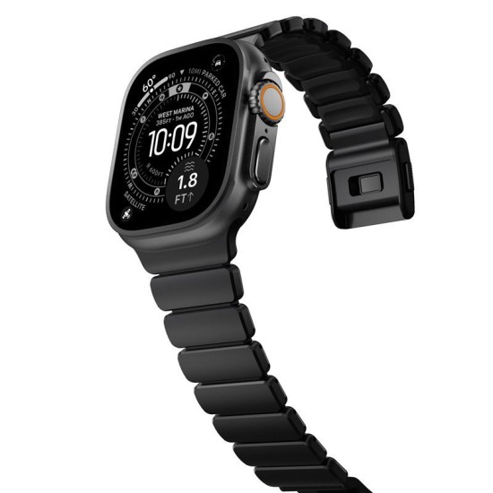 Curea Nomad Stratos pentru Apple Watch 45/46/49mm, Titan și FKM, Black (Ingredi, NM011154858) by www.silkase.ro