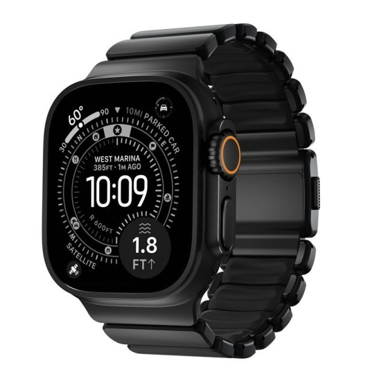 Curea Nomad Stratos pentru Apple Watch 45/46/49mm, Titan și FKM, Black (Ingredi, NM011154858) by www.silkase.ro