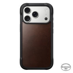 Husa de protectie robusta din piele Horween Nomad Rugged pentru iPhone 17 Pro, maro rustic