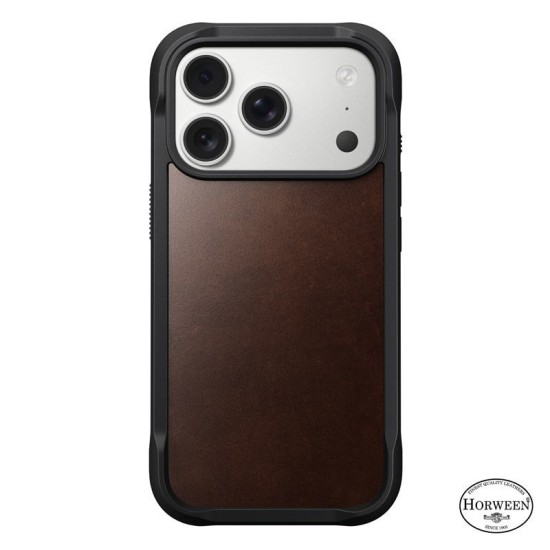 Husa de protectie robusta din piele Horween Nomad Rugged pentru iPhone 17 Pro, maro rustic (iPhone 17 Pro, NM011819858) by www.silkase.ro