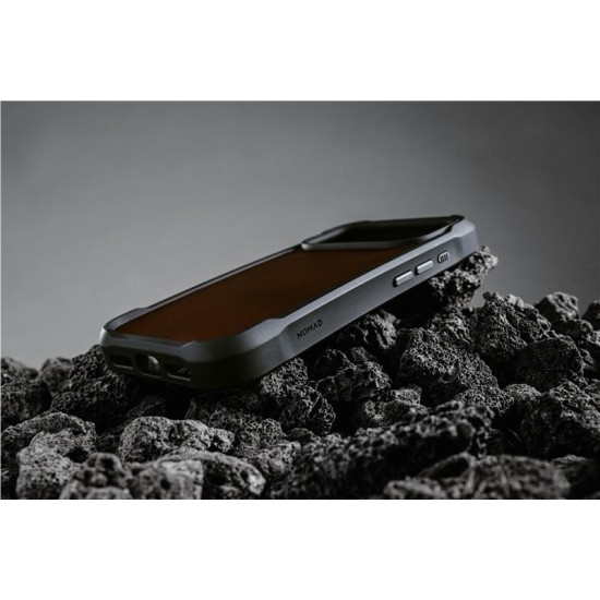Husa de protectie robusta din piele Horween Nomad Rugged pentru iPhone 17 Pro, maro rustic (iPhone 17 Pro, NM011819858) by www.silkase.ro