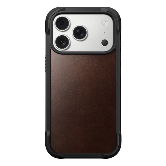 Husa de protectie robusta din piele Horween Nomad Rugged pentru iPhone 17 Pro, maro rustic (iPhone 17 Pro, NM011819858) by www.silkase.ro
